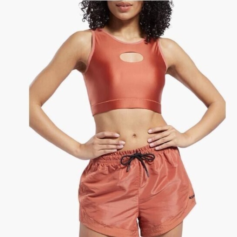 Core 10 Reebok Crop Top Cutout Shiny NWT Size XXS